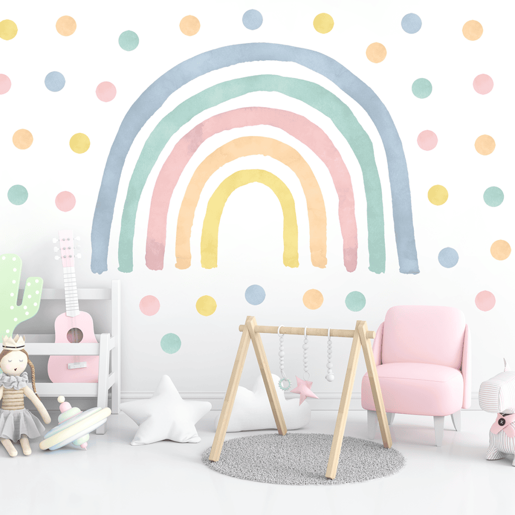 décoration murale arc-en-ciel pastel bébé