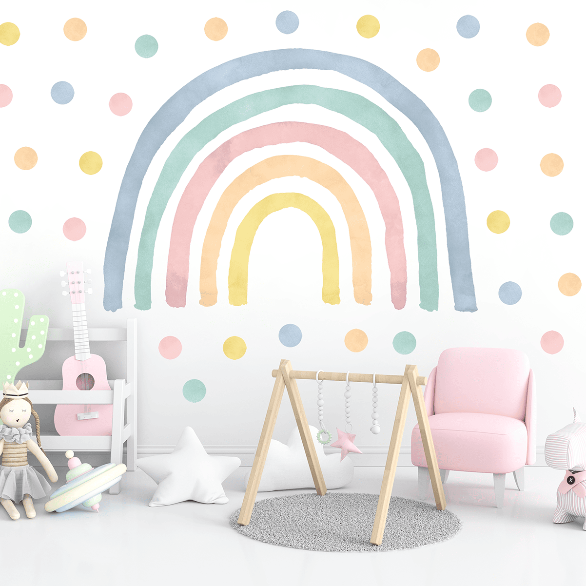 décoration murale arc-en-ciel pastel bébé