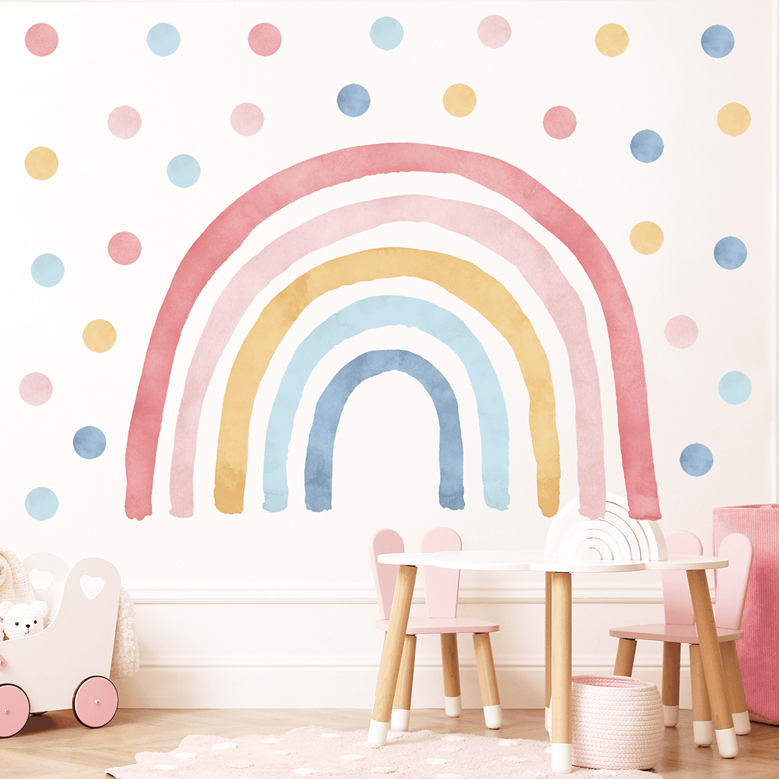stickers muraux arc en ciel scandinave enfant