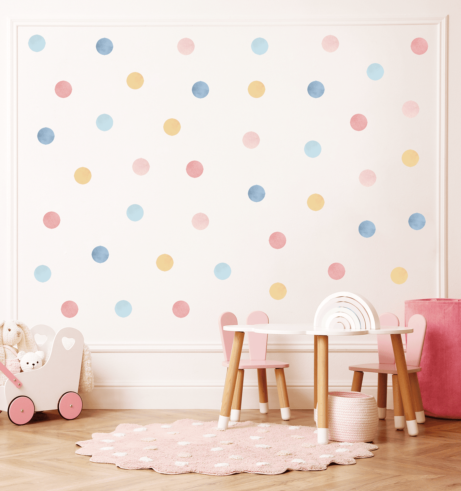 stickers pois couleurs douces enfant