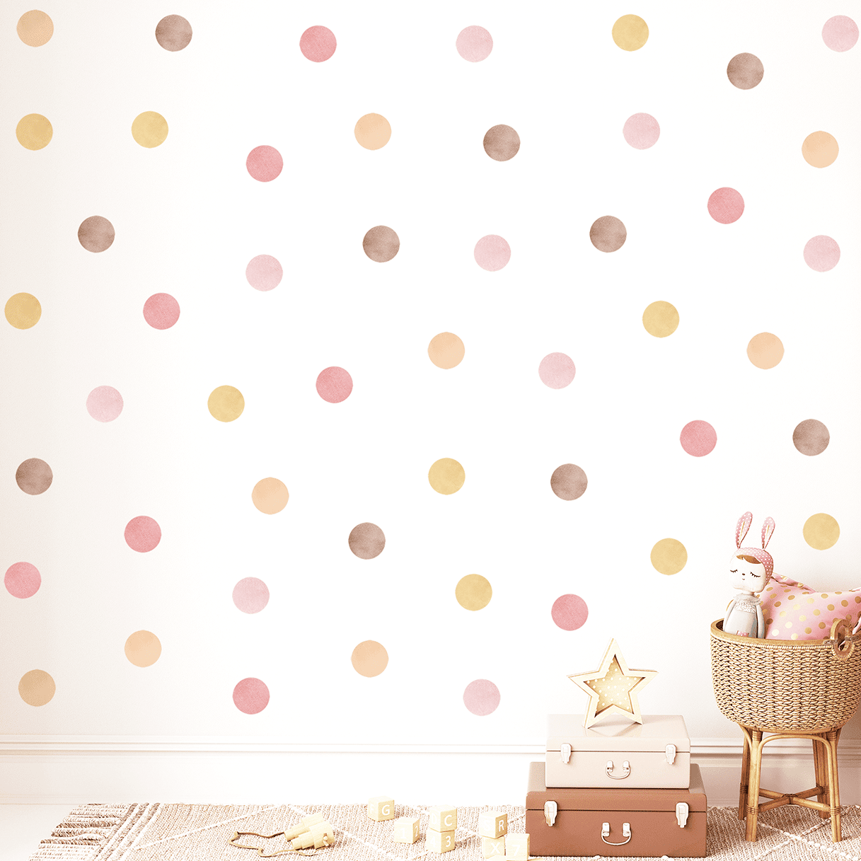 stickers pois doux rose jaune