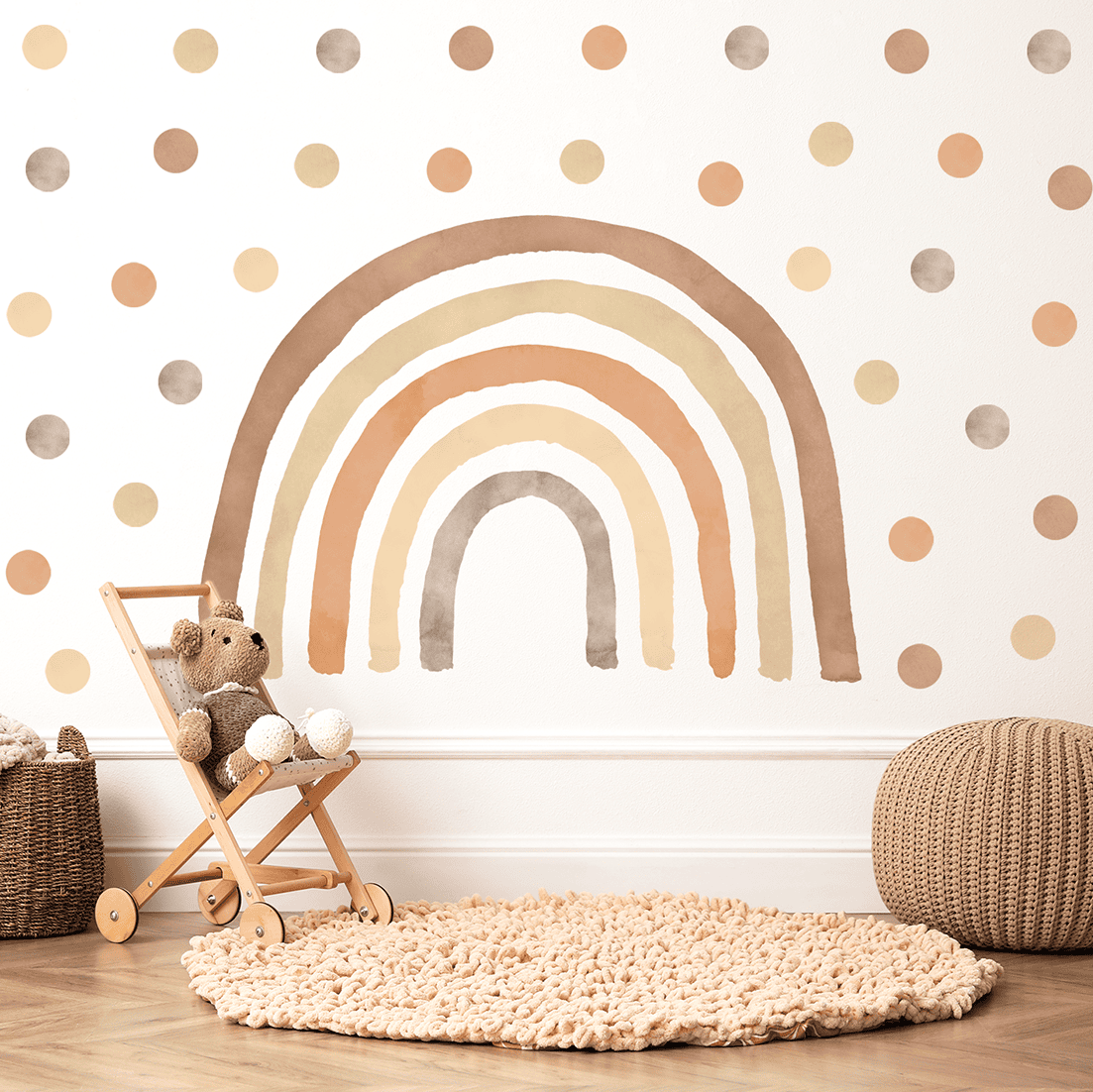 stickers muraux arc-en-ciel brun style bohème