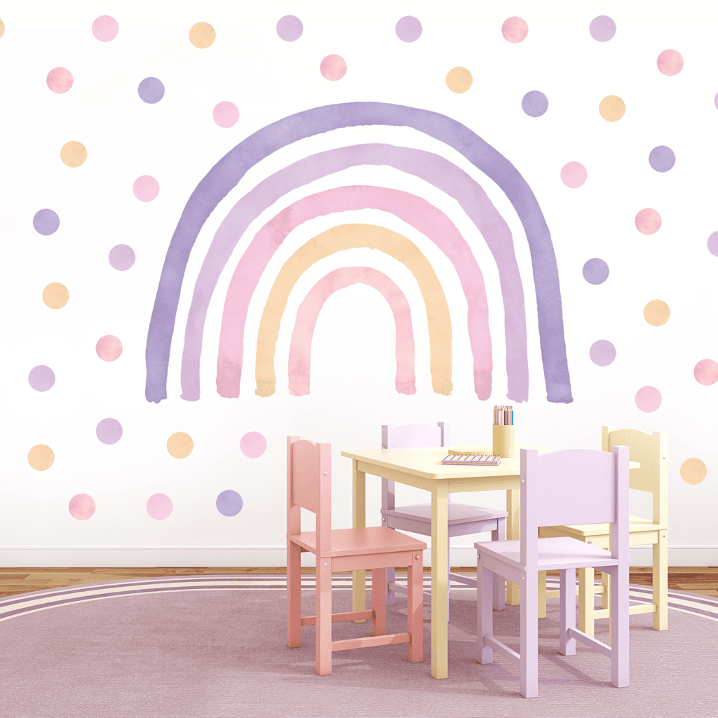 décoration murale enfant arc-en-ciel violet rose