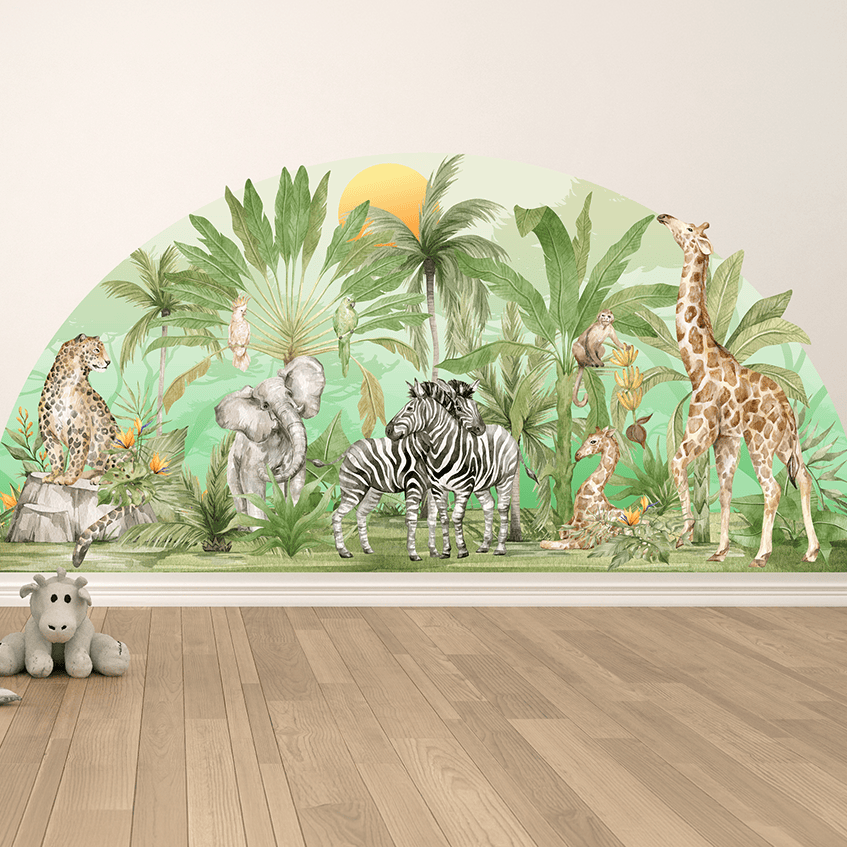stickers muraux safari demi cercle enfant