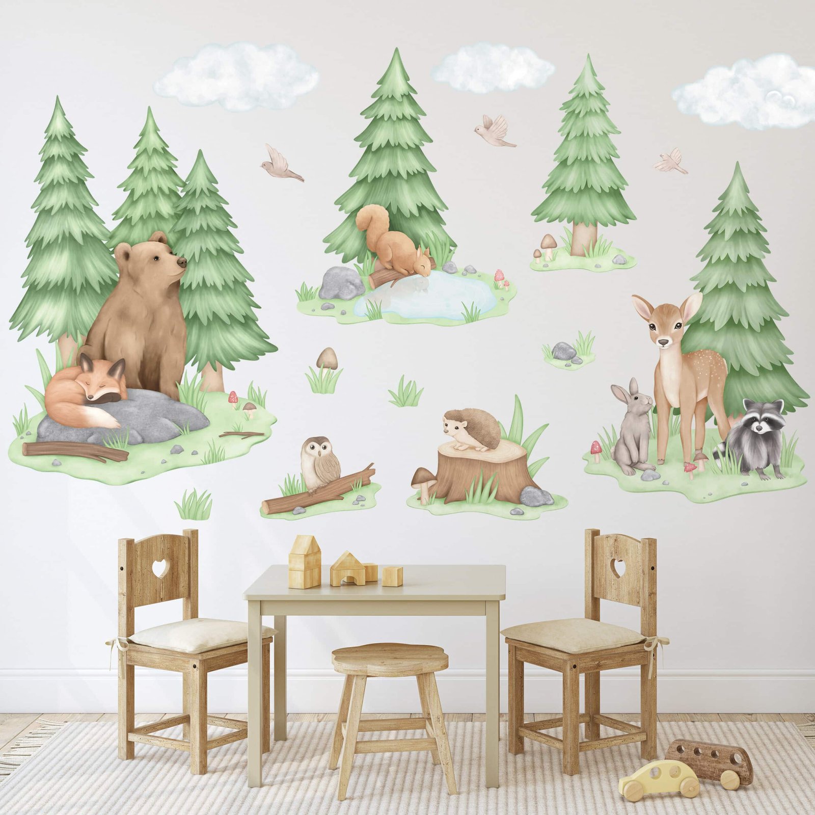 stickers ours renard cerf mur enfant