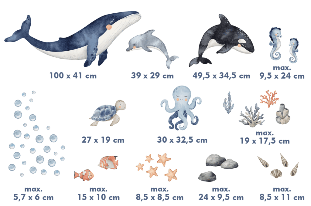 dimensions stickers muraux océan bébé