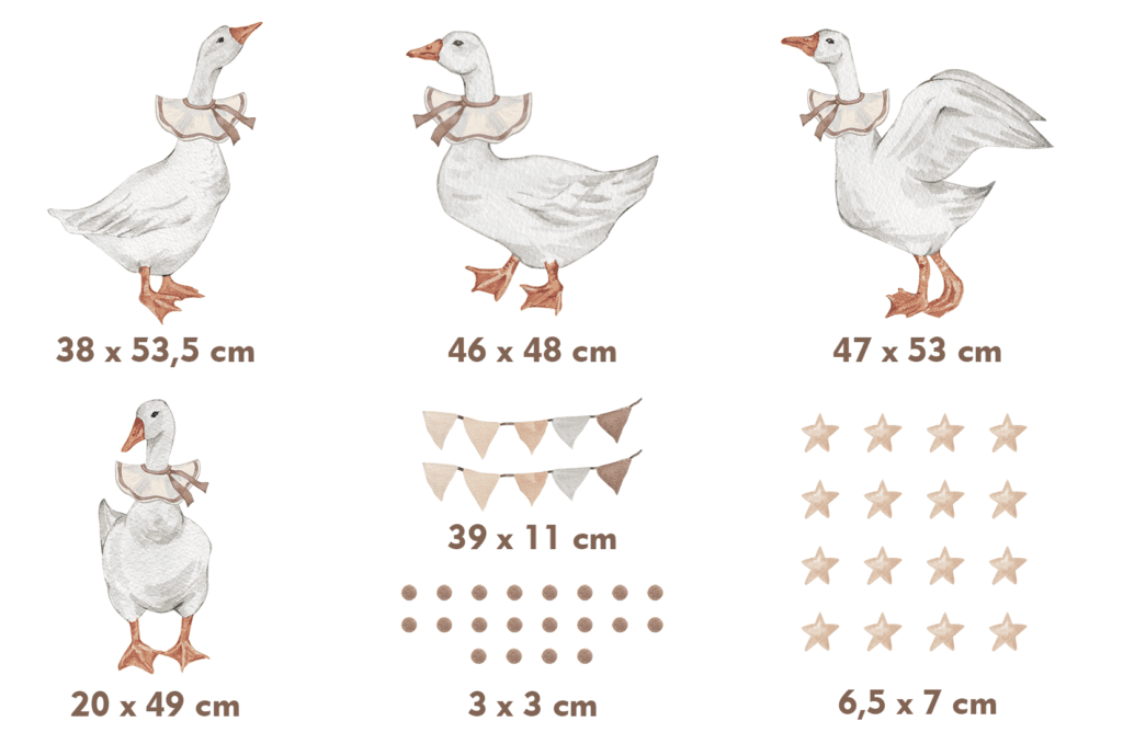 stickers oies avec guirlande et étoiles mur bébé