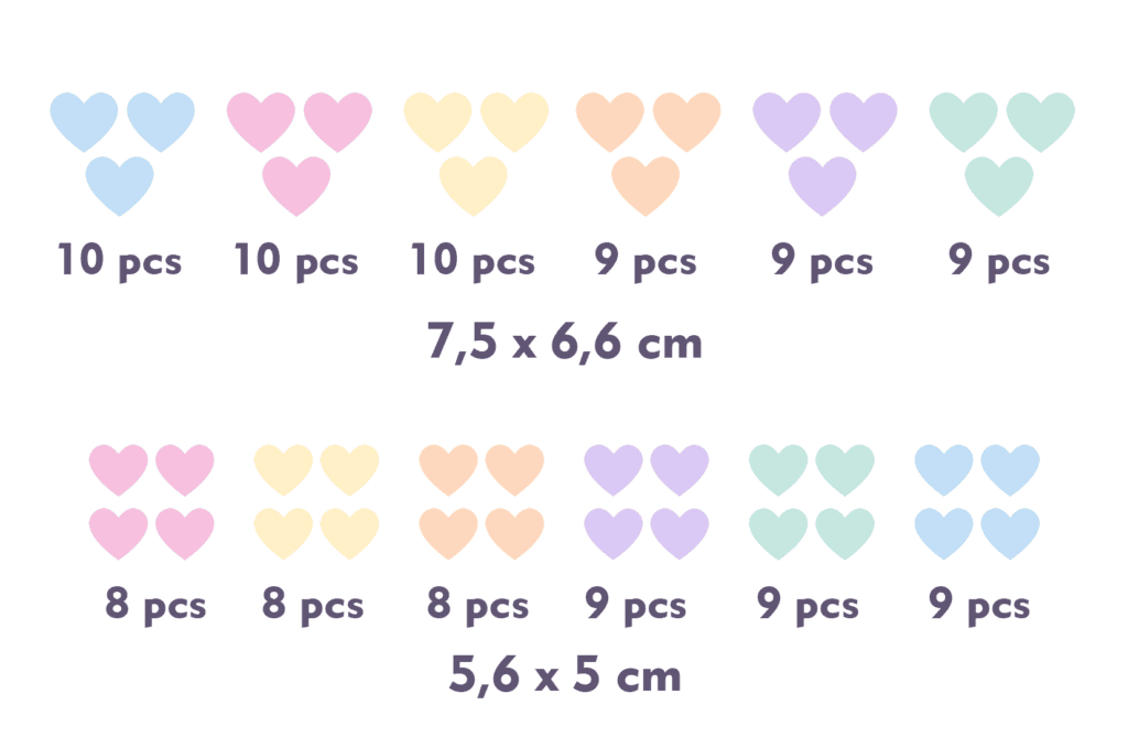 stickers muraux coeurs pastel 107 pieces