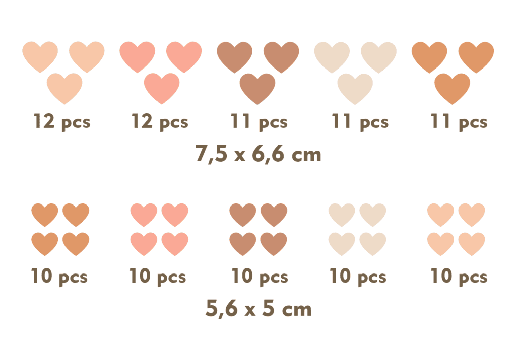 stickers muraux coeurs boheme 120 pieces