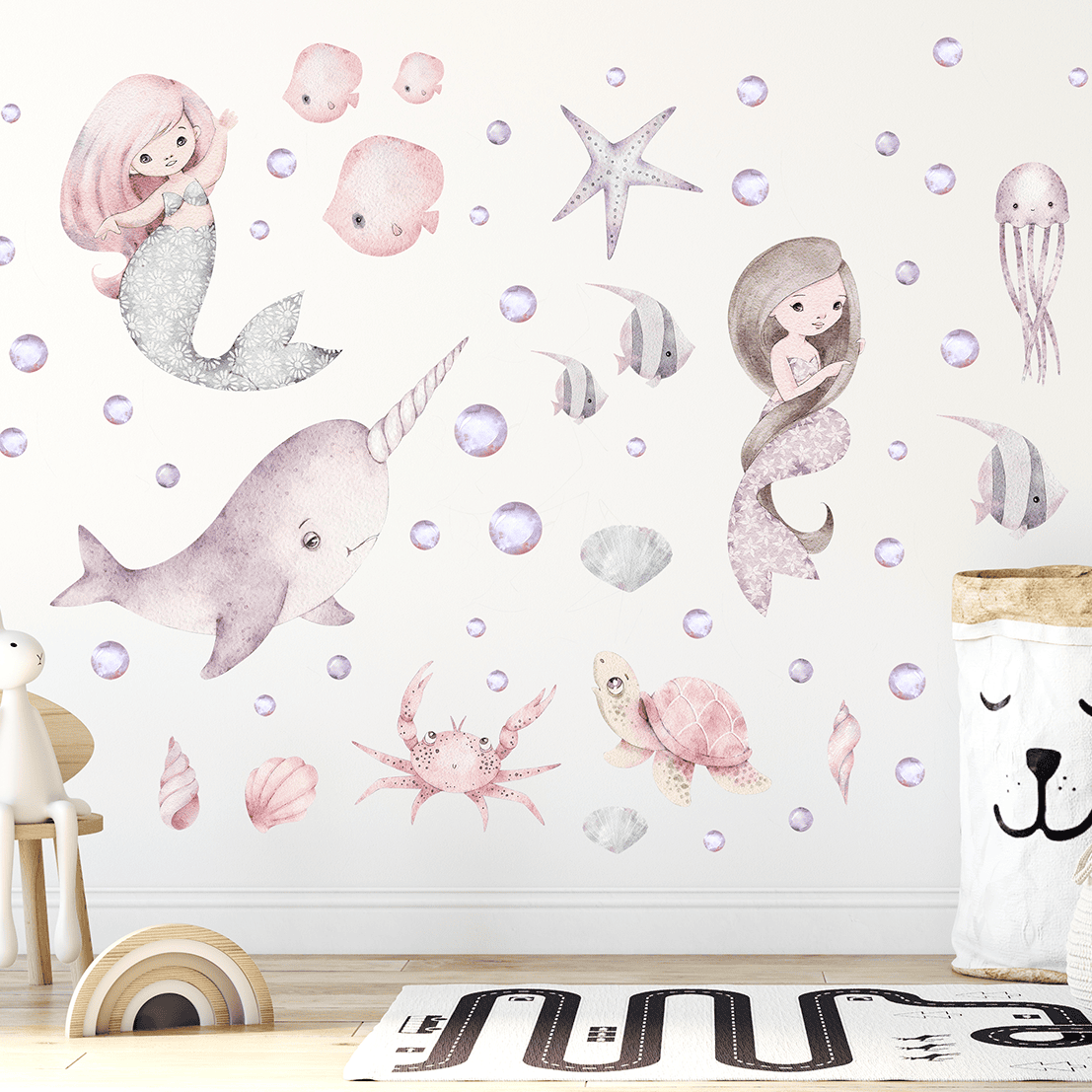 deco murale enfant sirenes narval