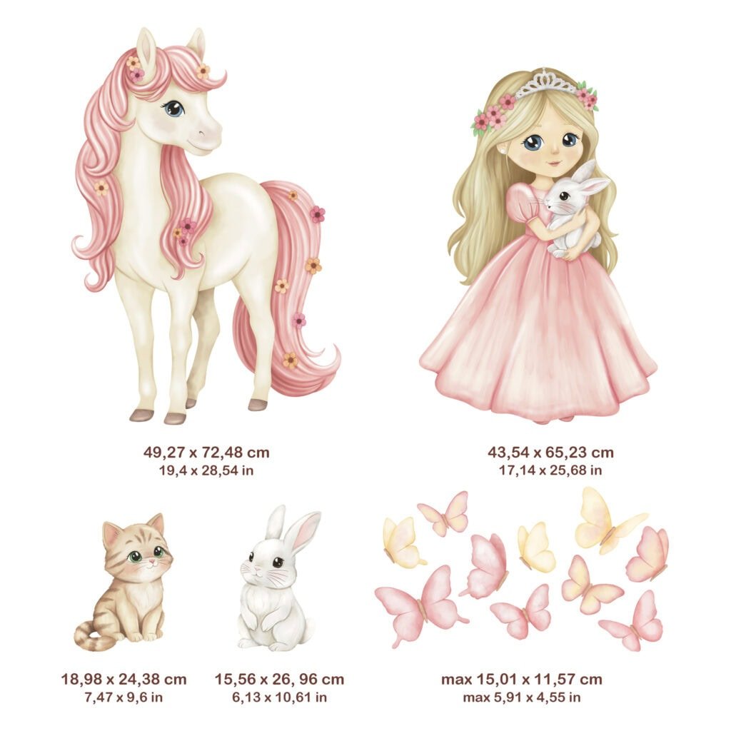 stickers muraux animaux mignons licorne chat lapin