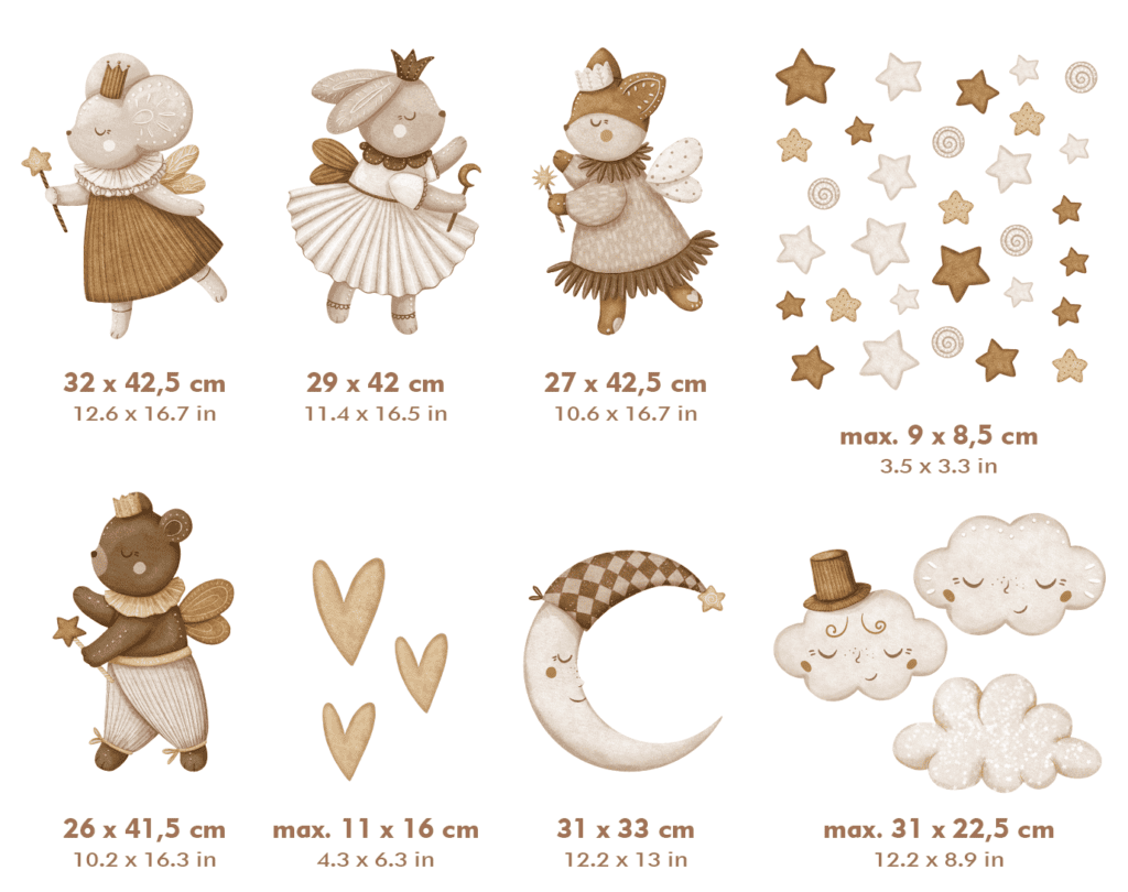 dimensions stickers muraux animaux magiques chambre bébé