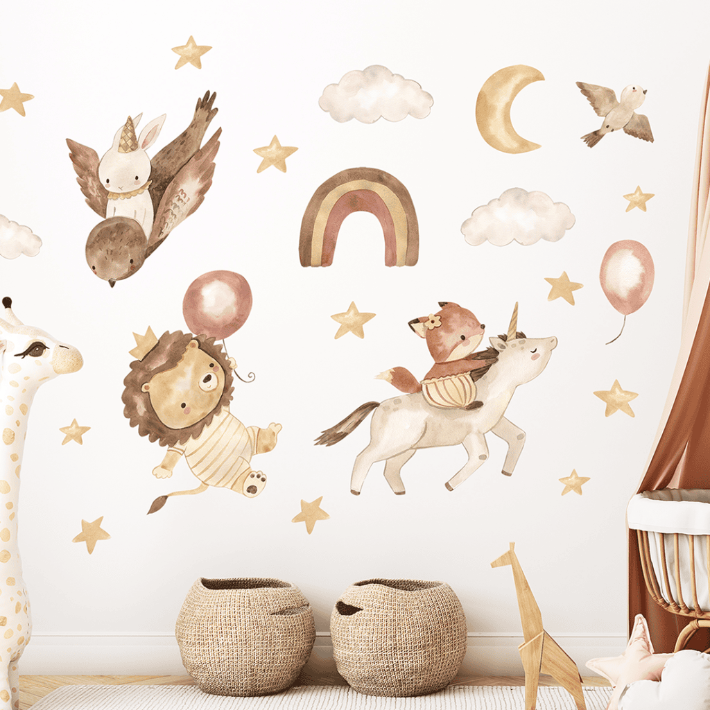 déco murale lion licorne renard enfant