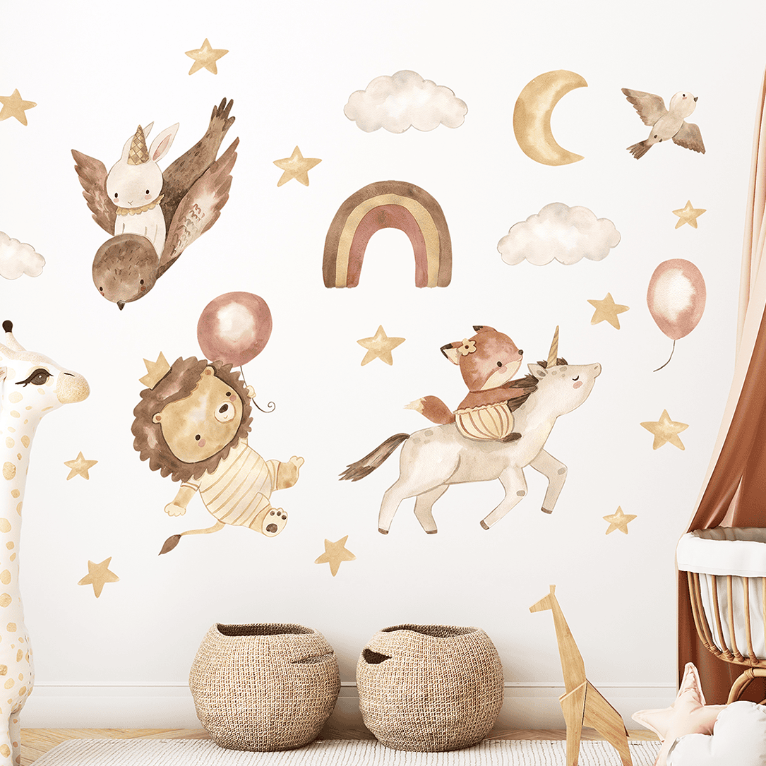 déco murale lion licorne renard enfant
