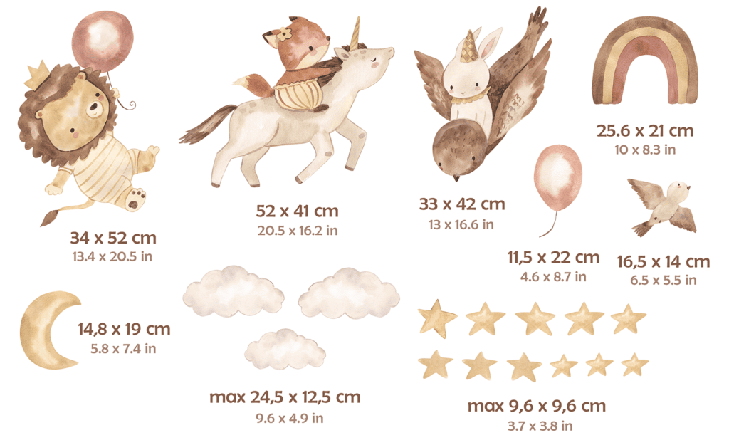 dimensions stickers muraux animaux chambre enfant