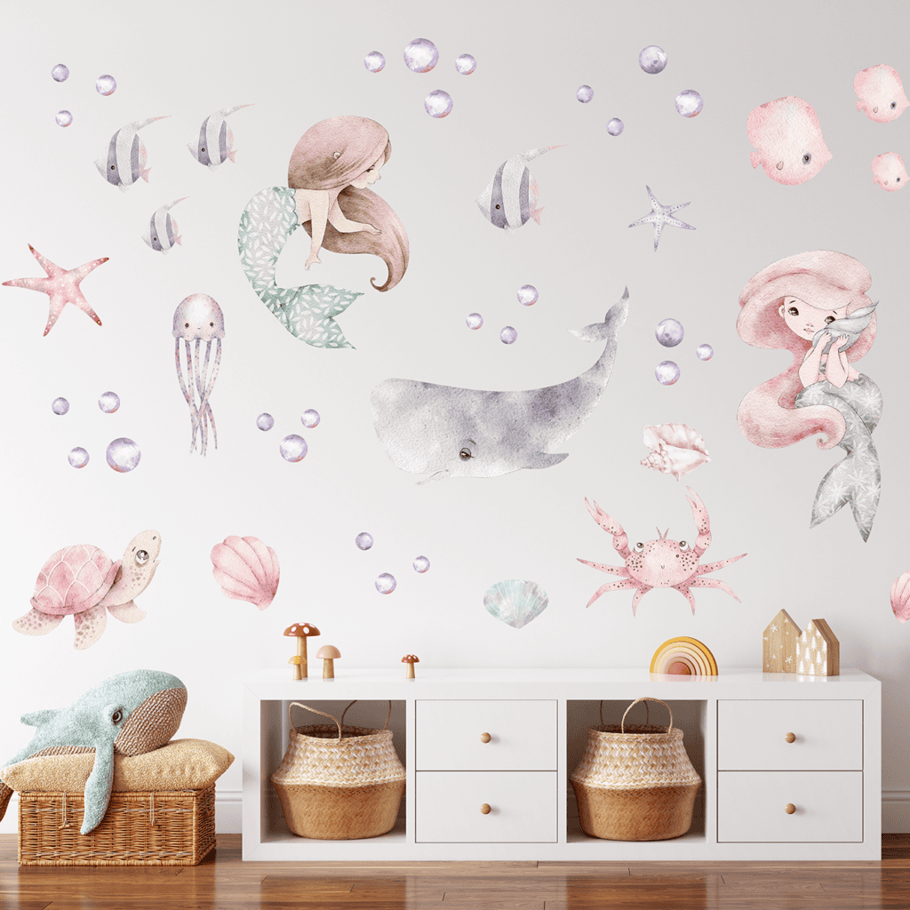 sirenes aquarelle ocean chambre enfant