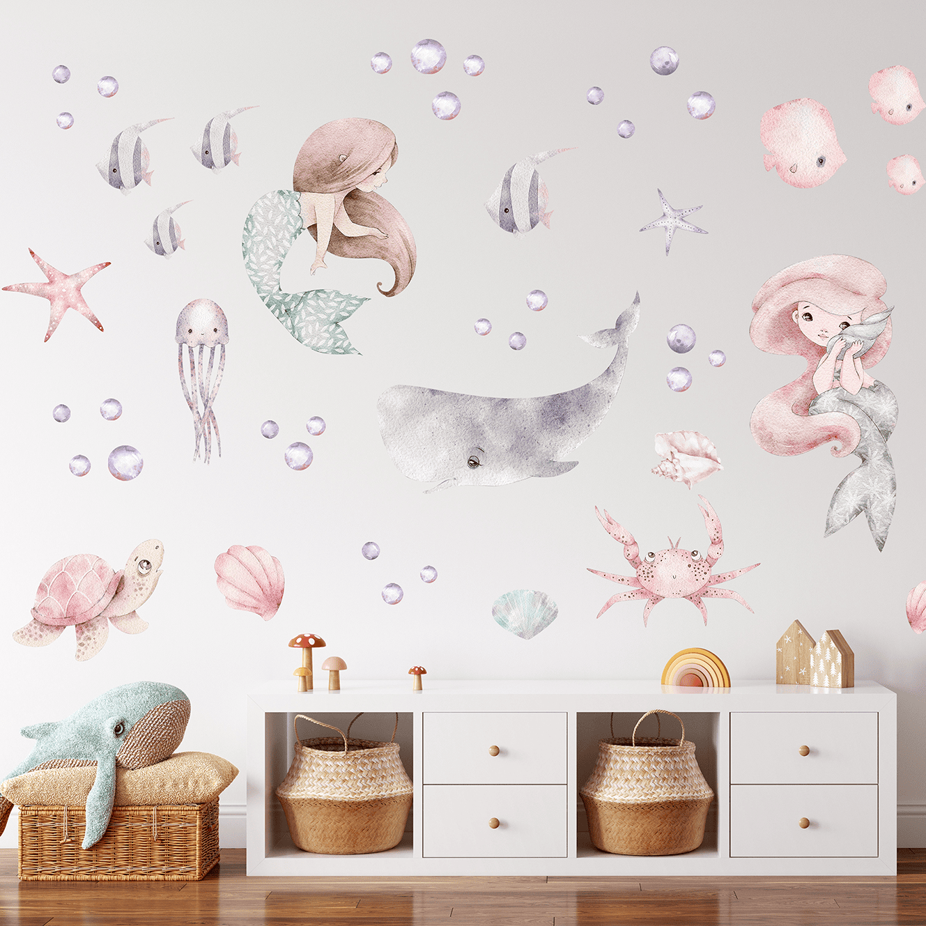 sirenes aquarelle ocean chambre enfant