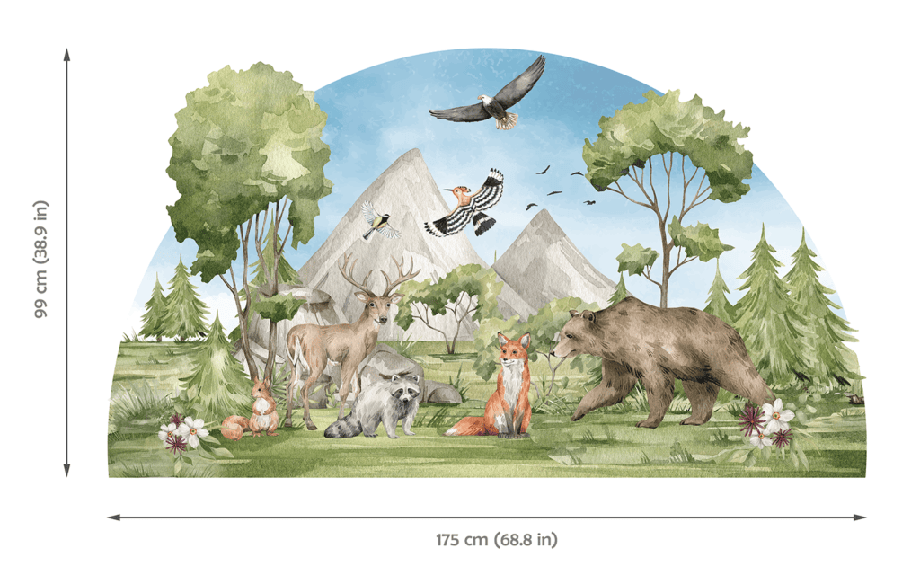 sticker mural cerf renard ours enfant